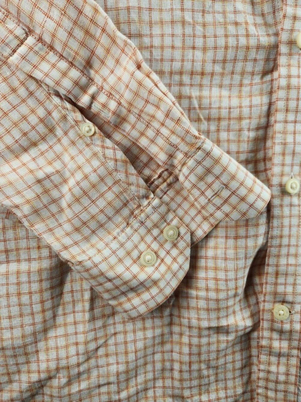Banana Republic 17-17.5 XL Yellow Orange Plaid Long Sleeve Button Up Shirt Men
